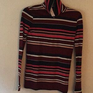 J. Crew Feather Jersey Turtleneck Multicolored Striped